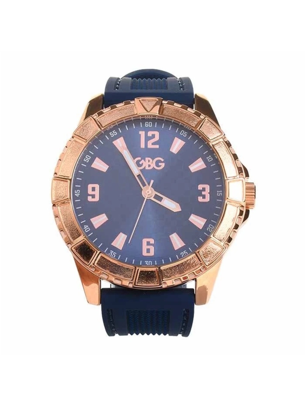 GBG Guess Explorer G89121G1 Blue Rose Gold Men’s Watch Needs Battery - Picture 2 of 6